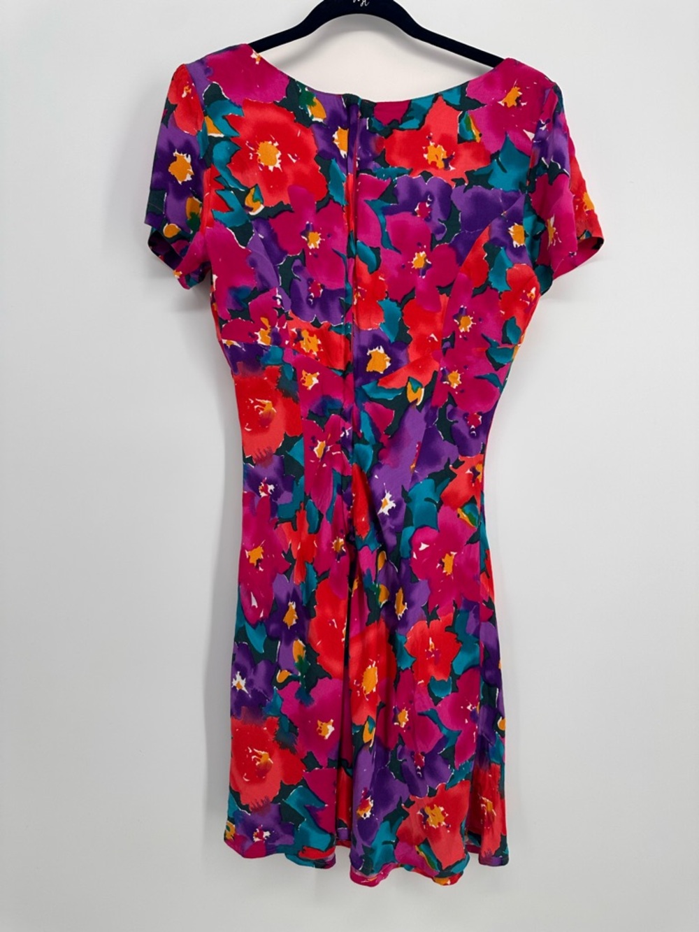 Vintage Paris Blues Multicolor Floral Mini Dress Whimsigoth Grunge 90 Y2K Skater - Picture 3 of 11